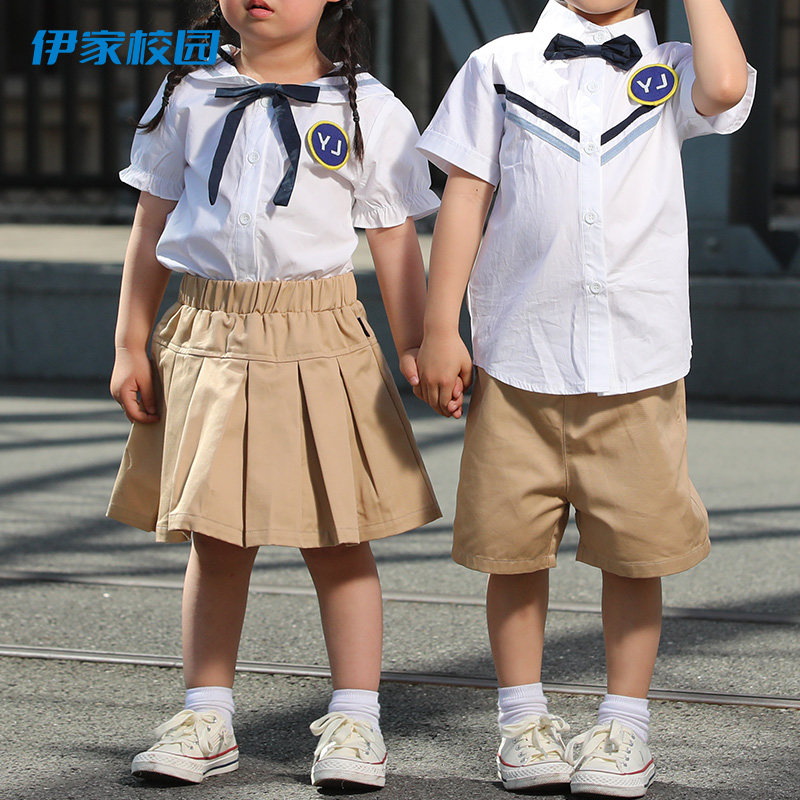Kindergarten uniforms, summer clothing, children's class clothing, primary school students' short-sleeved school uniforms, chorus recitation clothing, graduation photo performance clothing