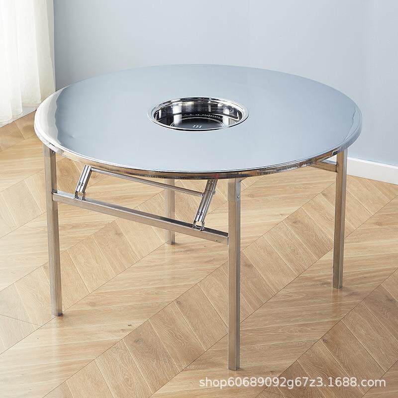 Commercial baked-in-integrated hotpot table buffet roast table Korean style smoke-free paper barbecue table stainless steel induction cooktop table-Taobao