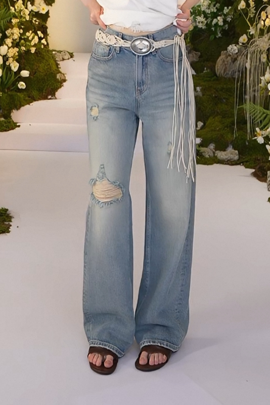 Sunny Heavy-Duty Distressed Ripped Washed Jeans 32Cw181191C