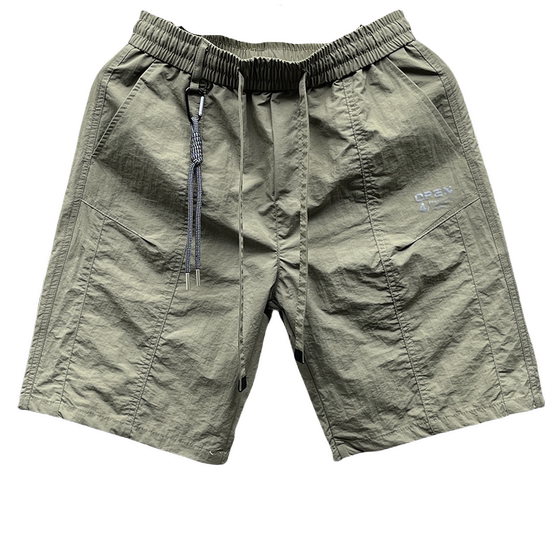 
Shorts men's summer thin loose ice silk quick-drying sports trendy handsome and handsome wearing solid color five-point beach pants outside the street