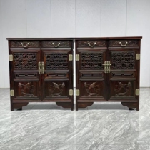 Indonesian Black Acid Branches Broadleaf Yellow Sandalwood Clear Flower Bird Shoe Cabinet Dining Side Cabinet Imitation Vintage New Chinese Red Wood Furniture
