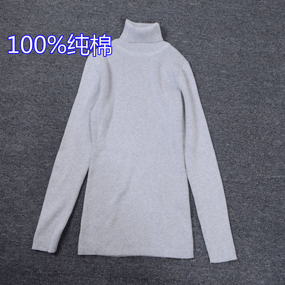 Woolen sweatshirt high collar pure cotton tattoo elastic head 0% autumn body display slim line sweatshirt female screw long sleeve set to hit bottom 10 winter repair-Taobao