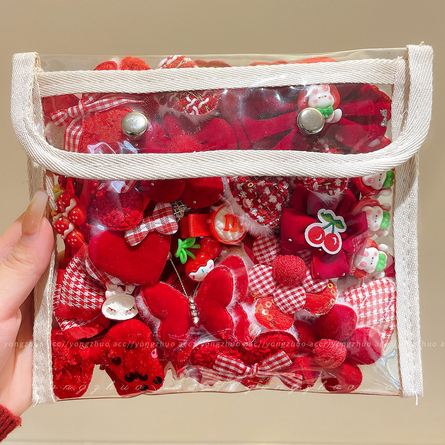 New Year Children's Hairpin Red Bow Duckbill Clip Hair Accessory Little Girl Bangs Side Clip Hairpin Hair Clip