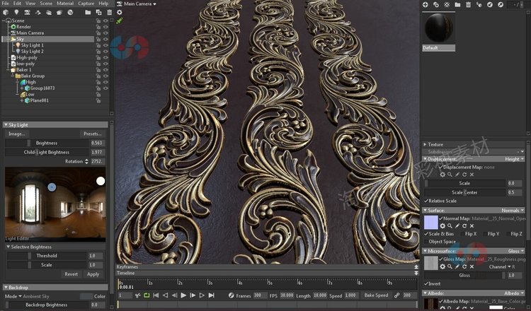 图片[5]-金属修饰品花纹材质裁剪笔刷max模型obj建模PSD雕花纹理设计素材-cg男孩
