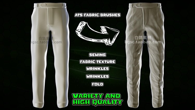 图片[4]-100个zbrush衣服褶皱包包鞋子布料笔刷接缝压缩折叠针迹zb画笔-cg男孩