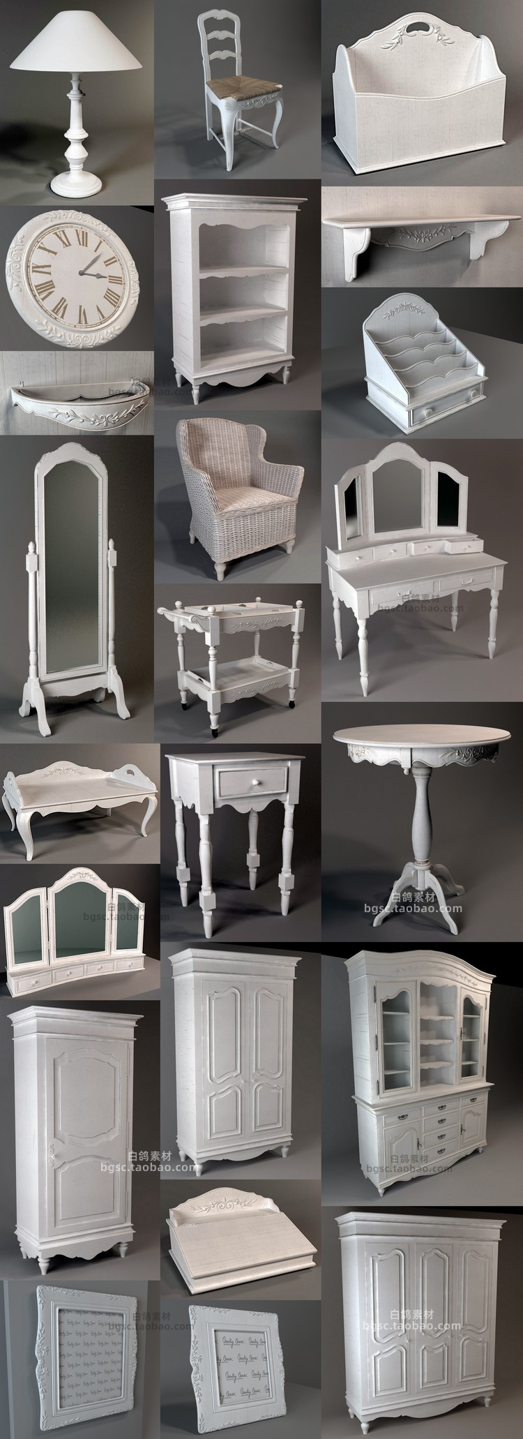 图片[3]-zbrush家具桌椅板凳沙发柜子桌子3D化妆台maya镜子obj模型fbx建模-cg男孩