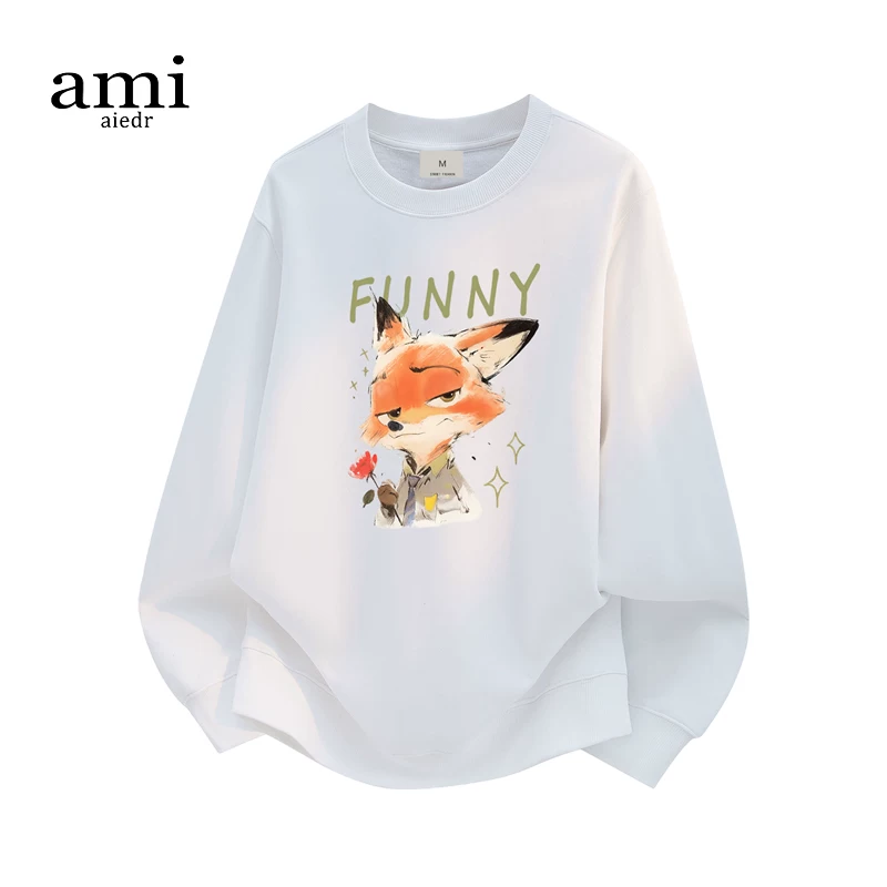 Ami aiedr official Zootopia co-branded Nick Judy cartoon print couple sweatshirt crew neck top