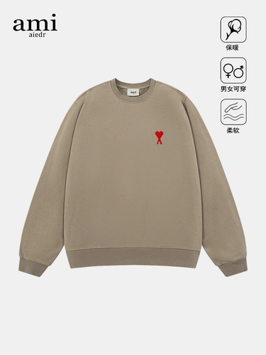 Официальная толстовка Ami AIEDR, базовая вышитая круглая шея для мужчин и женщин Американская высокая улица вершины
