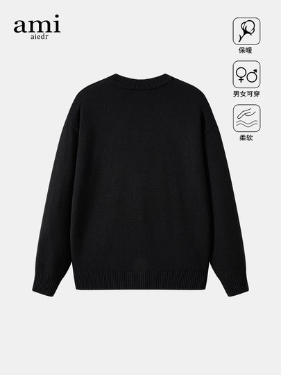 Ami Aiedr Official Sweater Unisex Classic Trendy Brand Red Heart Casual Loose Knit Jacket