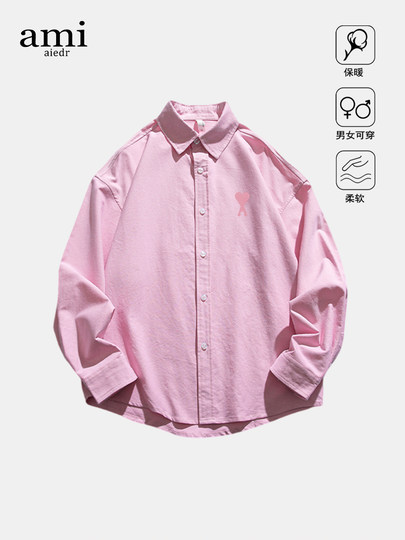 Официальная рубашка Ami Aiedr с длинными рукавами для мужчин и женщин, свободная повседневная рубашка, стильный топ американского модного бренда для мужчин
