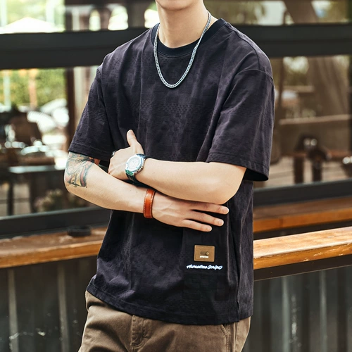 格蓝鹿 Ретро трехмерная летняя тонкая футболка с коротким рукавом, в американском стиле, 3D, оверсайз