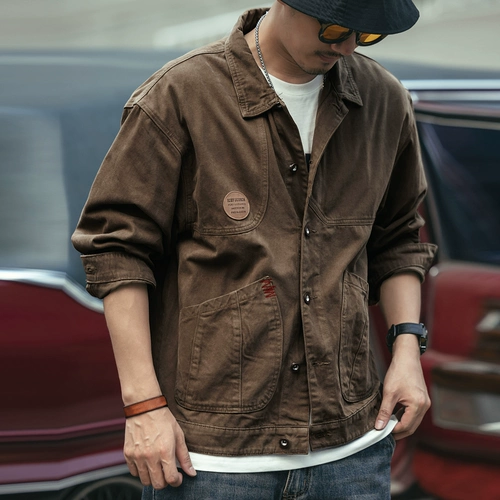 Ретро флисовая джинсовая хлопковая куртка для отдыха, в американском стиле, осенняя, оверсайз