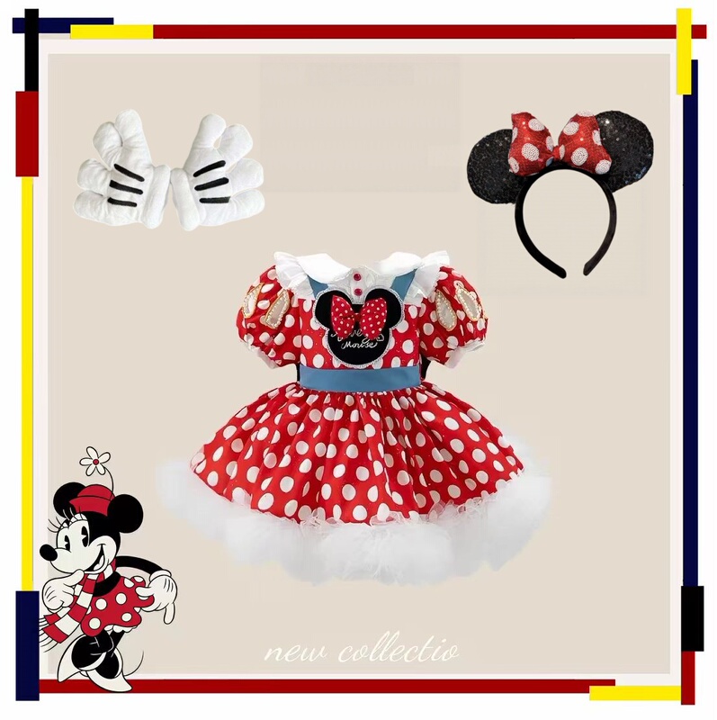 Girls' Halloween Mickey and Minnie Cos Princess Dress Lolita Birthday Garden Photo Shoot Mickey Mouse Dress Trendy 6