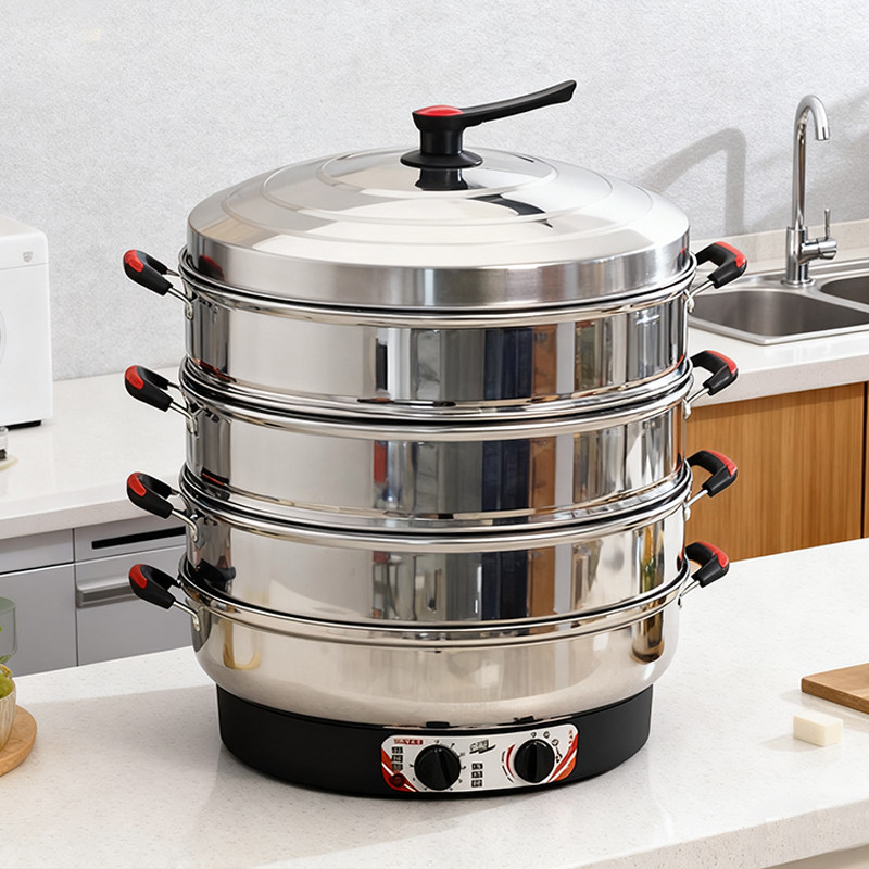 Electric Steamer, All-In-One Multi-Function Automatic Electric Steamer, Anti-Dry Burning, Timed Heat Preservation, Large Capacity, Household and Commercial Pot