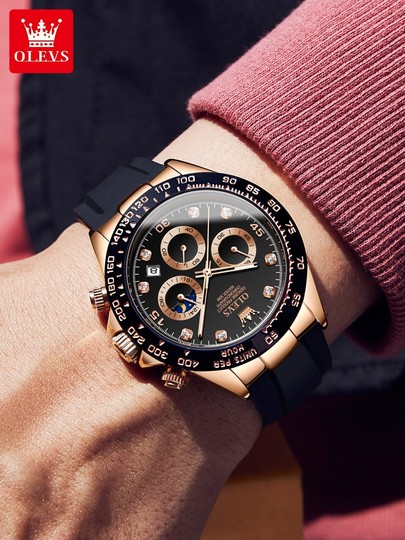 Swiss Oris Men's Watch Three-Eye Panda Dial Men's Large Dial Quartz Watch Men's Watch New Light Luxury Wristwatch