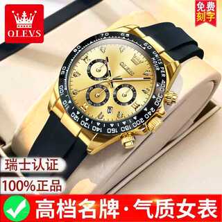 Swiss Oris Watch for Women, Daytona Panda Dial, Silicone New Model Women's Watch, Famous Brand Ladies' Luminous Quartz Watch