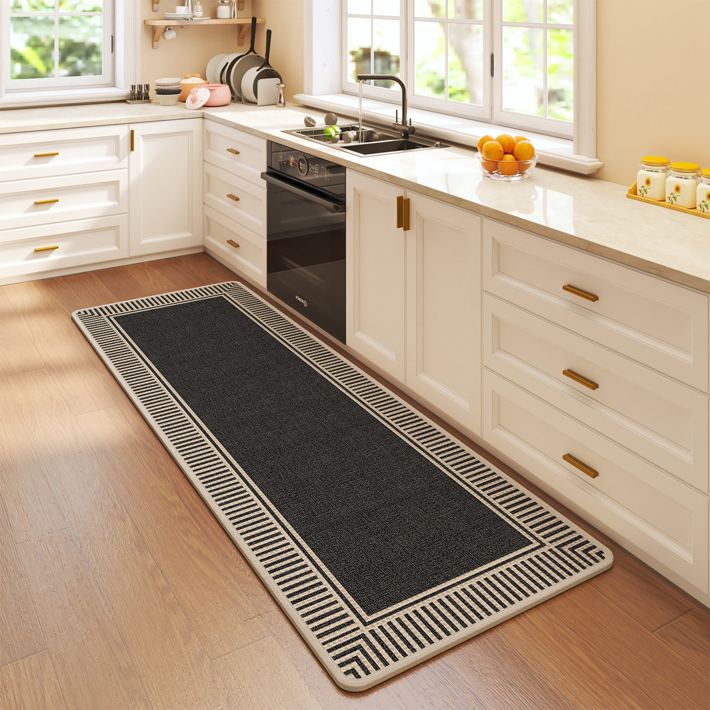 Cross-border kitchen special long carpet, oil-absorbent, water-absorbent, dirt-resistant, anti-slip, anti-fall, heat-insulating, easy-care household floor mat