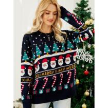 Foreign trade Amazon autumn and winter niche design sweater womens European and American Christmas tree sweater pullover little snowman thick sweater