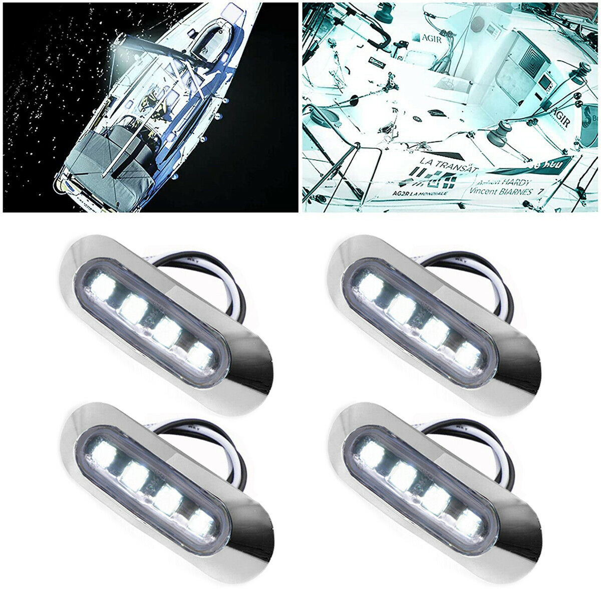 4pcs Marine Boat LED Courtesy Lights Cabin Deck Walkway Stair Light White For Al