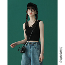蓝可乐黑色运动背心女夏季外穿辣妹抹胸吊带基础内搭紧身短款上衣