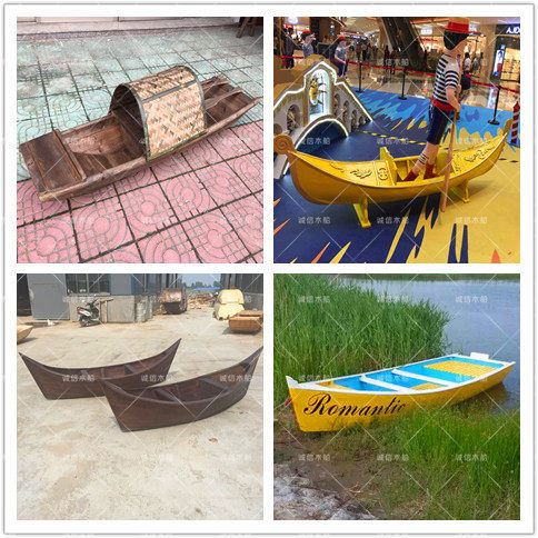 Wooden boat Fishing boat Solid wood canopy props decoration model photography Anti-corrosion garden landscape flower small wooden boat ornaments