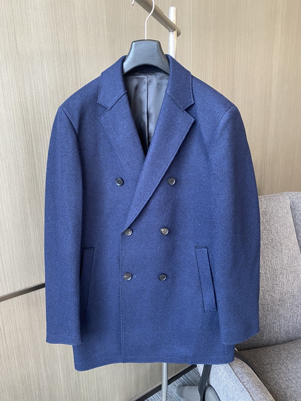 High-End Knitted Sheep Wool Coat for Men, Double-Breasted, Suit Collar, High Quality, Boutique Quality