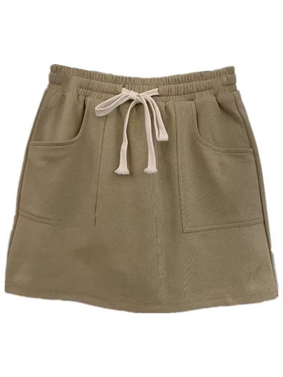 Extra Large Size 150kg American Style Versatile Drawstring Elastic Waist A-Line Short Skirt for Women Casual Sports Plus Size Half Skirt