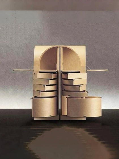 意式胡桃木高柜创意设计师款角柜高端家用靠墙可旋转立式储物柜