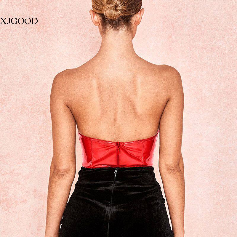 Sexy кожзаменитель Leather Tube Top Bodysuit мисс сексуальный кожзаменитель дикий бюстгальтер купальник 