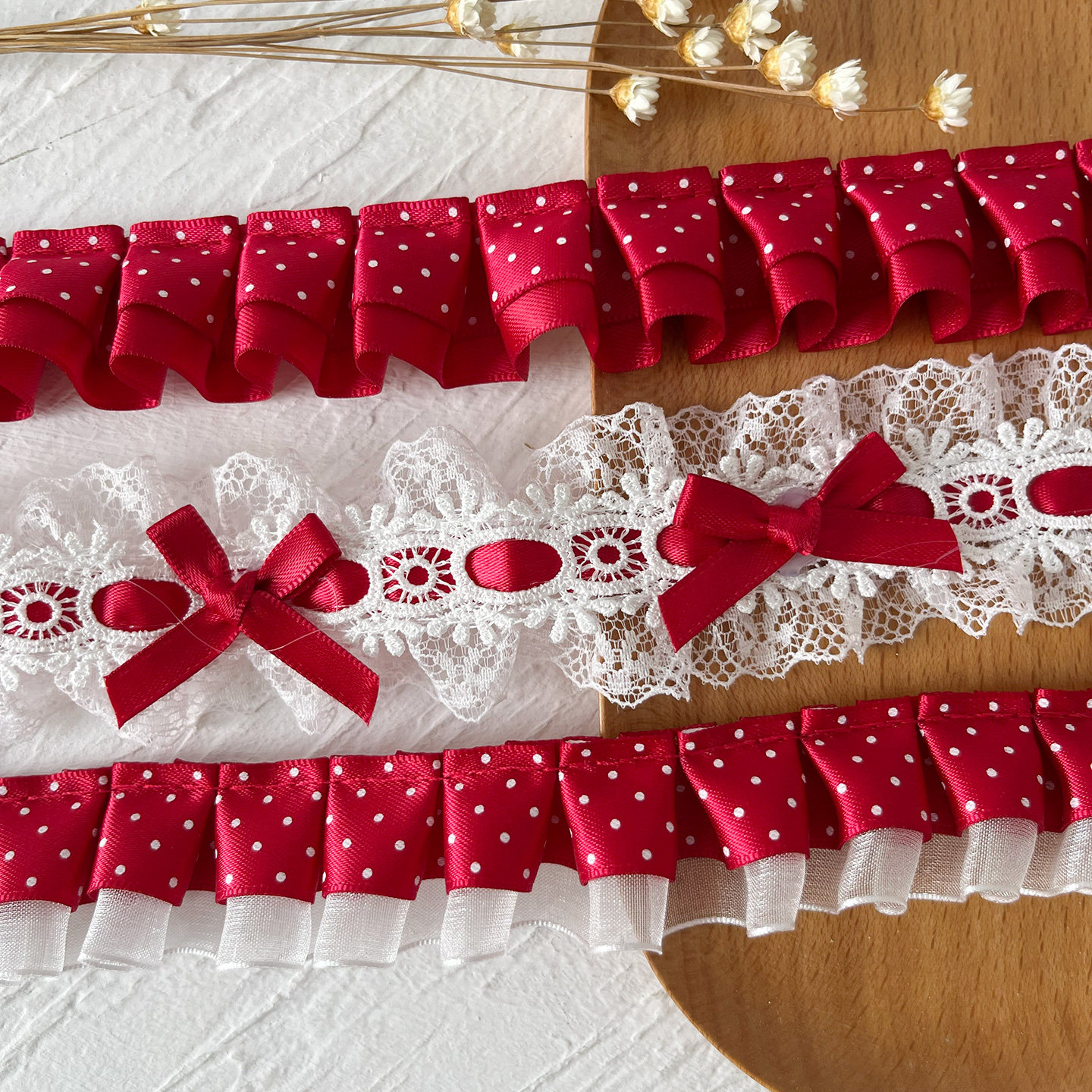 Polka dot lace ribbon accessories bow DIY materials satin ribbon gift wrapping ribbon handmade streamers tie