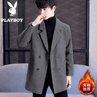 Playboy, зимнее длинное шерстяное пальто для мальчиков, трендовые джинсы с начесом, куртка, средней длины