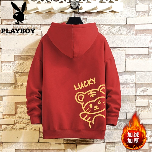 Playboy, утепленная красная толстовка с капюшоном с капюшоном, оверсайз, коллекция 2022