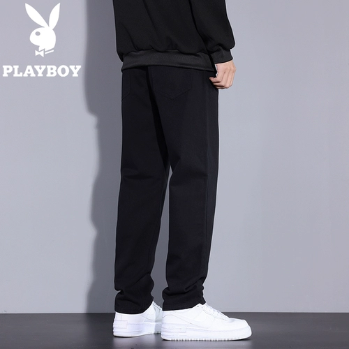 Playboy, осенние демисезонные черные джинсы, зимние штаны, повседневные брюки для отдыха, свободный прямой крой