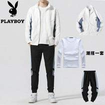 Playboy coat mens spring and autumn Korean fashion casual mens set with handsome fashion clothes set