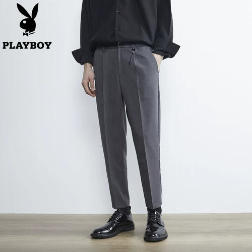 Playboy, костюм, демисезонные трендовые повседневные штаны, свободный прямой крой
