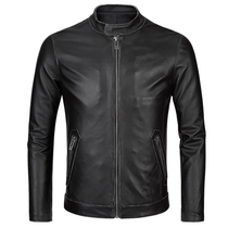 Henning genuine leather leather clothing male head cow leather youth stand-up collar workout for old edging locomotive leather clothing male jacket jacket