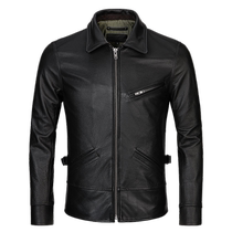 Fall New Head Layer Cow Leather Casual Leather Jacket Man Style Short stand Bull Leather Leather Leather Clothing Jacket Locomotive Clothing