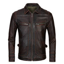 Ammy click the heady layer of cow leather washed up to do the old flipped leather leather clothing male youth locomotive leather jacket leather jacket pick up