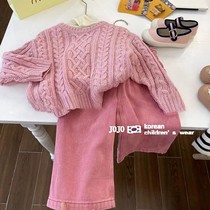 Korean childrens sweater knitting suit 2023 new gas - shaped childrens long sleeve head