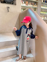 Girls Sweater Autumn Childrens Baby Middle Spring and Autumn Street Sports Kids Polo Dress Embroidery Han Edition