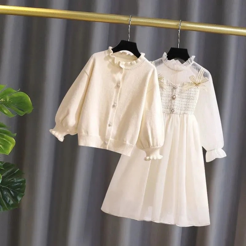 Girls dress spring baby white birthday dress skirt children's skirt spring and autumn foreign style little girl princess dress
