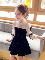 Girls dress Dress Autumn Winter 2022 Spring Autumn New Children Han Edition Foreign Air Velvet Princess Nepotism Red Girl Skirt