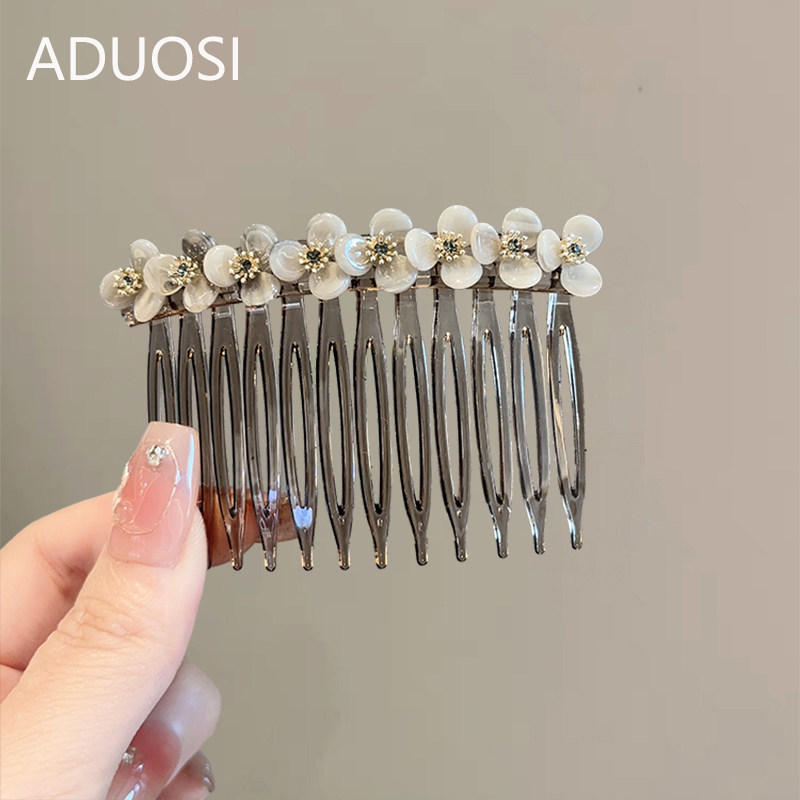 Seashell flower hair comb for princess-style voluminous upside-down hairstyle, elegant bun hair clip, side bangs clip.