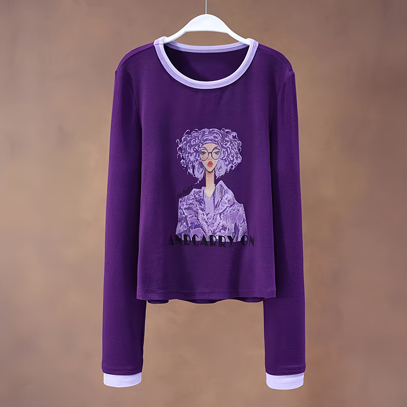 Purple Long-Sleeved Thin Base Shirt T-Shirt for Women, 2026 Spring and Autumn New Style, Light Luxury, Beautiful, Slimming Inner Wear Top Purple Long-Sleeved Thin Base Shirt T-Shirt for Women, 2026 Spring and Autumn New Style, Light Luxury, Beautiful, Slimming Inner Wear Top