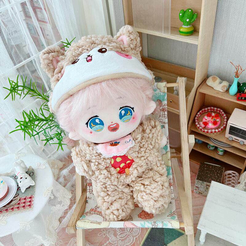 棉花娃娃/毛绒玩具娃衣 棉花娃娃20cm厘米娃衣服明星公仔正常体胖胖体熊猫小羊柴犬连体衣 Moon doll