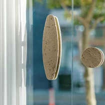 Bebe home natural off-white travertine stone wood cabinet handle wabi-sabi style clothing store glass door handle commercial hand pull