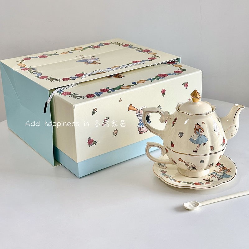 Alice Tea Set in Wonderland Light Luxury Niche High-end Coffee Cup Ins High-value Ceramic Household Set
