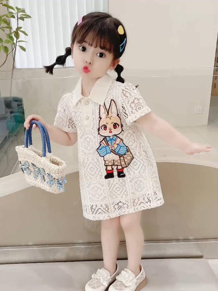 New Girls Cartoon Polo Skirt Children's Wear Summer Dress Baby Korean Shirt Children's T-shirt Dress