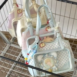 Qianyi волны боли ｜ Оригинальная голубая клетчатая мешка для боли на плече двойной закус