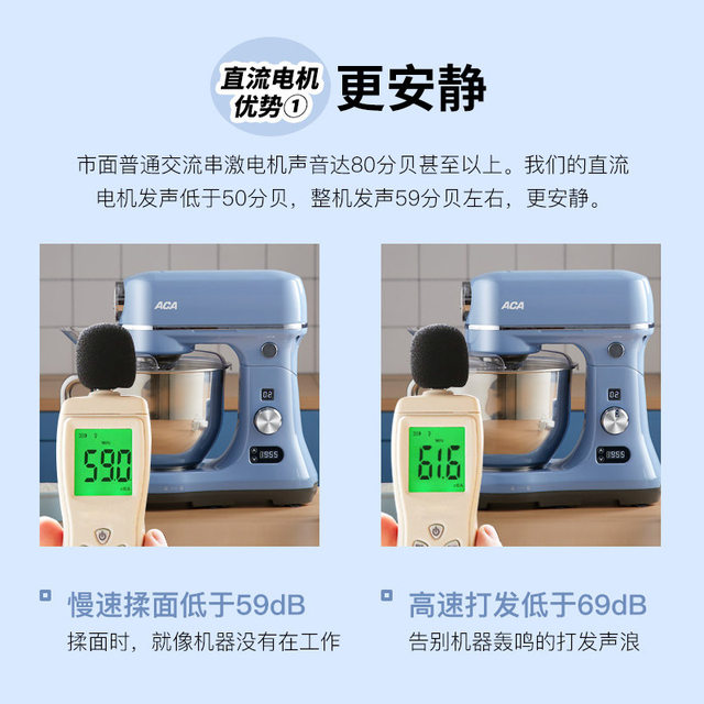 Aca Chef Machine Home Electronic Fully Automatic Dual-Blade Dough Kneading and Egg Beating Machine for Whipping Cream Ec600